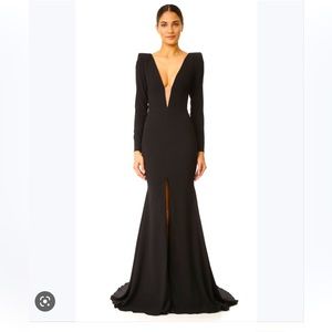 Alex Perry Francoise Satin Crepe V gown black Aus10/US6